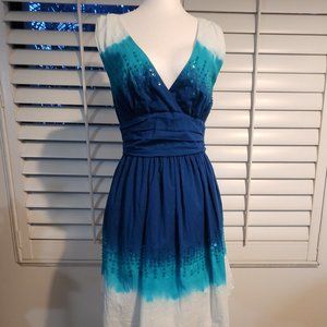 Guess Jeans - Summer Dress, Size S, Blue, turquoise, white w/ sequins detail.